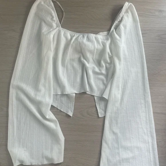 White Ribbed Crop Top - Picture 2 of 3